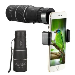 Telescopio Monocular 16X52, binoculares con Zoom HD, visión nocturna con poca luz y trípode con clip para teléfono móvil, caza al aire libre
