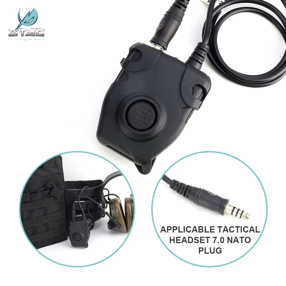 Z Tac auriculares tácticos U94 PTT botón walkie-talkie adaptador de enchufe Airsoft Radio Tiro Militar orejeras uso - imagen 3
