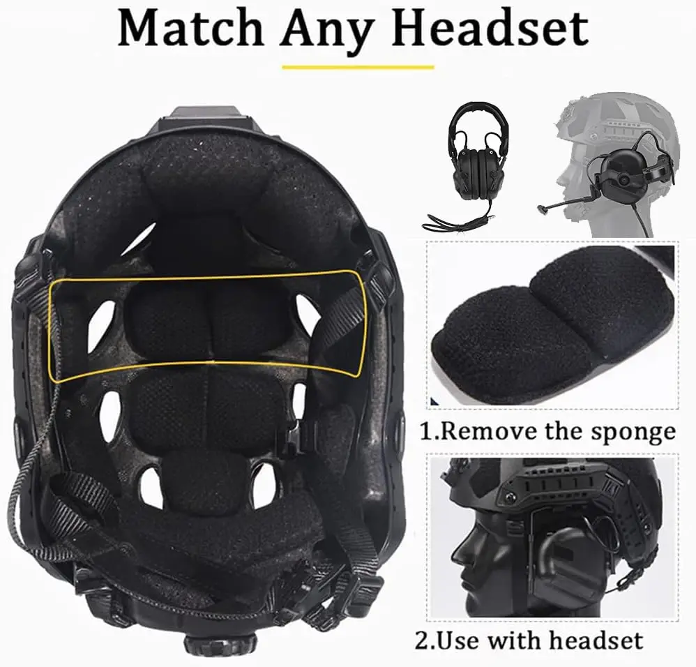 SF Tactical Helmet Set Fast Helmet with Airsoft Mask Goggles & Helmet Cover Adjustable Hunting Gear for Outdoor Paintball Game - imagen 5