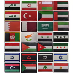 Parches bordados de banderas nacionales, país de Oriente Medio, Emiratos Árabes Unidos, Israel, Chipre, Arabia Saudita, Palestina, Egipto, insignias de apliques tácticos
