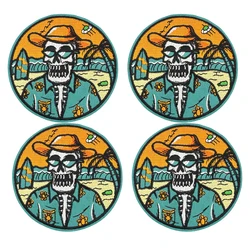 Parche bordado termoadhesivo de calavera hippie paisajístico