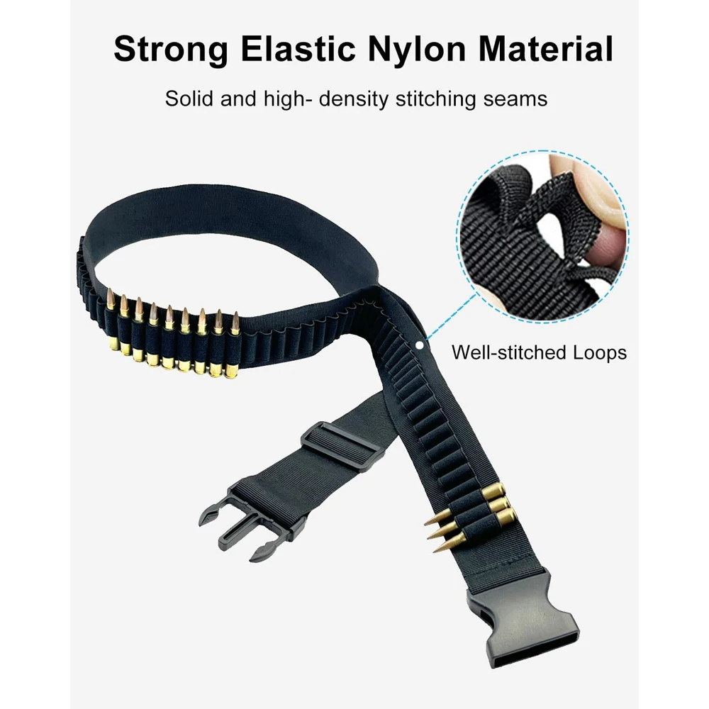 Cinturón de munición de 50 rondas, cinturón de cartucho de Rifle ajustable, portador de munición táctico, accesorios de caza para.357.38 9mm.410.270 30-30 - imagen 5