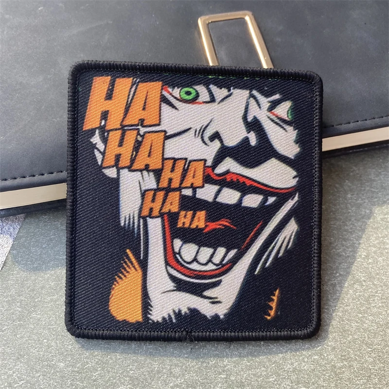 Hahahaha-insignia de moral divertida, parche impreso, brazalete militar táctico, gancho y bucle, accesorios para mochila al aire libre, pegatinas - imagen 3