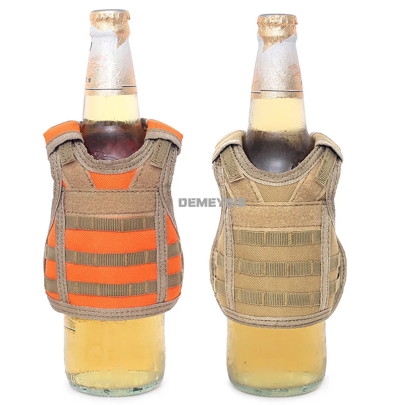 Botella de cerveza táctica, cubierta de chaleco de cerveza, juego de botellas de vino ajustable, cubierta enfriadora de bebidas, decoración de botellas de bebidas, Mini chaleco - imagen 3