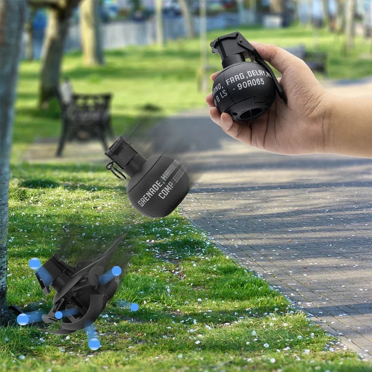 FM67 Airsoft Paintball Granada de juguete, anillo de tracción táctico, granadas de mano, modelo Dunny, bola de Gel recargable, explosión, granada reutilizable - imagen 5