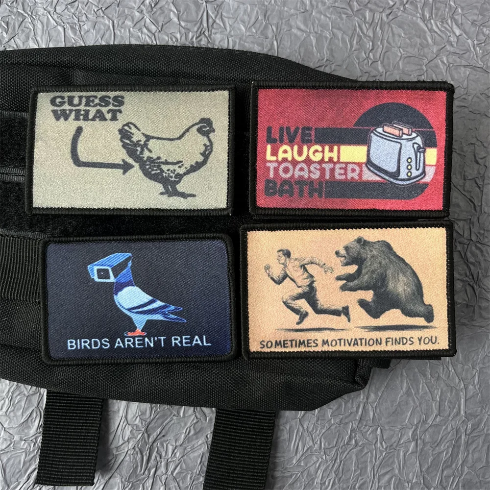 Parche de pegatinas con estampado de gallina para ropa, parches de mochila militar táctica, insignia de Moral de gancho y bucle
