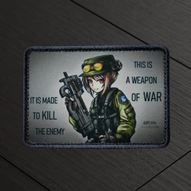 Parche "P90, primera línea" para niñas, insignia con estampado de moral táctica, gancho y bucle, mochila militar, ropa, pegatina decorativa, brazalete - imagen 5