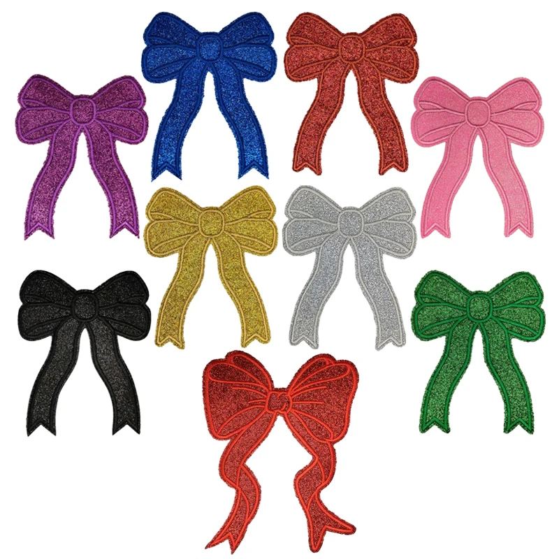 Parche para coser con emblema de lazo brillante, parches bordados con lazo dorado para gorra, accesorios de ropa, parches de apliques para mochila DIY - imagen 2