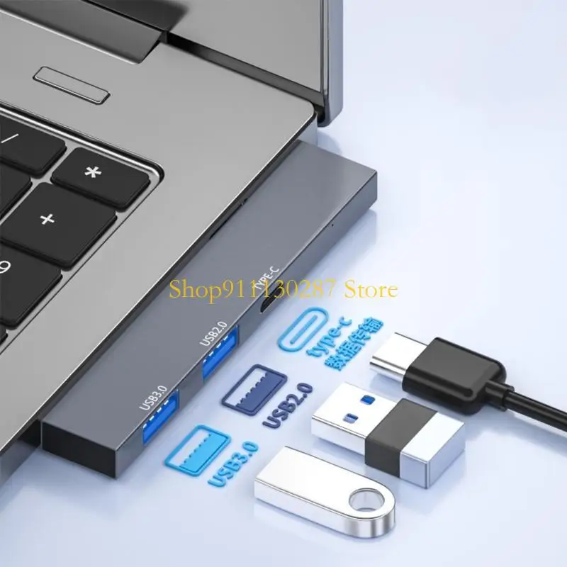 J1HC 3-puerto USB Hub 2.0 USB/Tipo C Splitter portátil portátil portátiles accesorios aleación aluminio múltiple - imagen 2