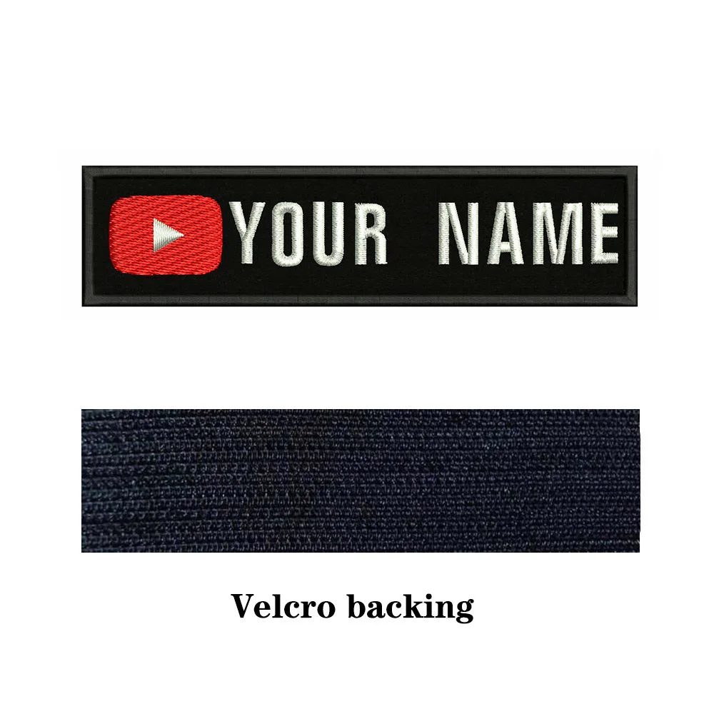 Parche de texto con nombre personalizado, logotipo de YouTube, 10x2,5 cm, insignia de rayas, parches para planchar - imagen 4
