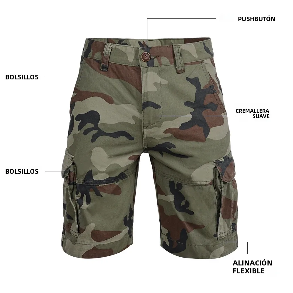 SINAIRSOFT-pantalones cortos militares para hombre, pantalones cortos informales de camuflaje táctico para exteriores, pantalones cortos Cargo de secado rápido con múltiples bolsillos y ajuste relajado - imagen 3