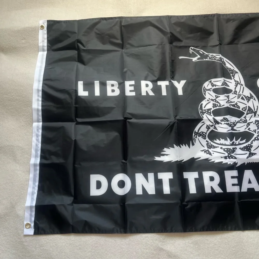 Bandera Gadsden de 90x150cm, 3x5 pies, "Don't Tread on Me", banderas para fiesta de té de la libertad o la muerte", pancarta de poliéster colgante con serpiente sonajero - imagen 3
