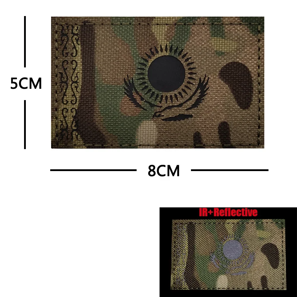 Parches de gancho bordados con bandera de Kazajstán, accesorios tácticos de PVC, insignia de moral militar, pegatina de decoración de mochila - imagen 4