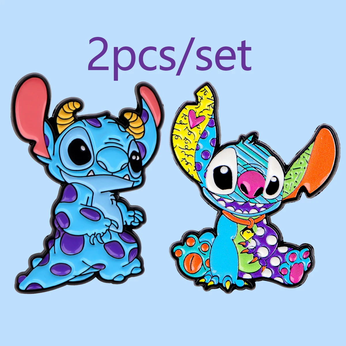 2 unids/set de alfileres esmaltados de alienígena, conjunto de broche de monstruo de dibujos animados, Pin de solapa de Metal, insignia, accesorios para mochila, joyería, regalos para amigos