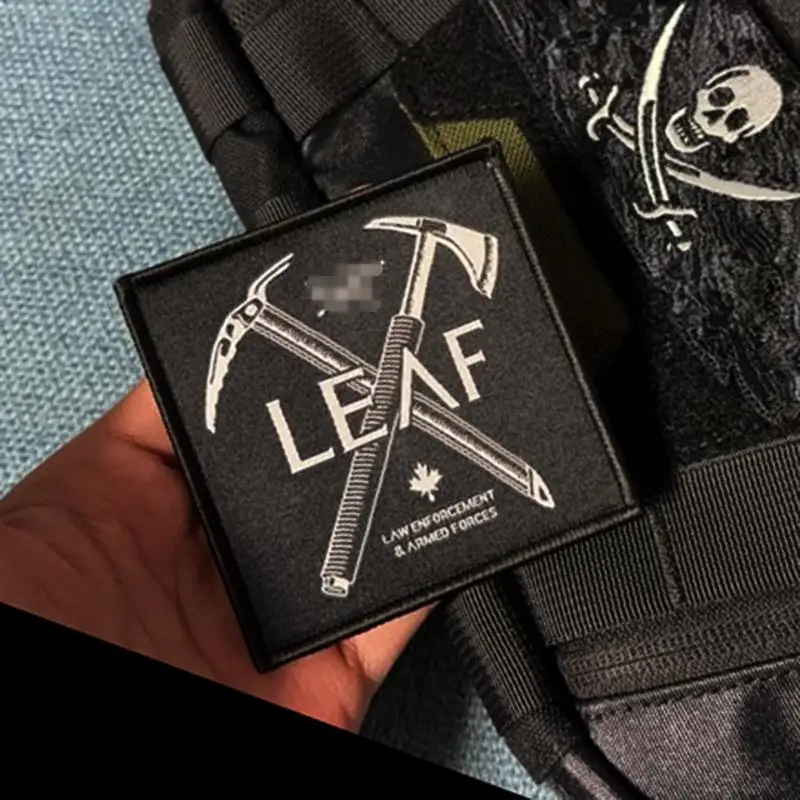 Insignia para bolsa al aire libre, elemento de hoja, Insignia, pájaro, hacha de montañismo, etiqueta tejida de cáscara dura, brazalete, parche planchado de costura personalizado - imagen 4
