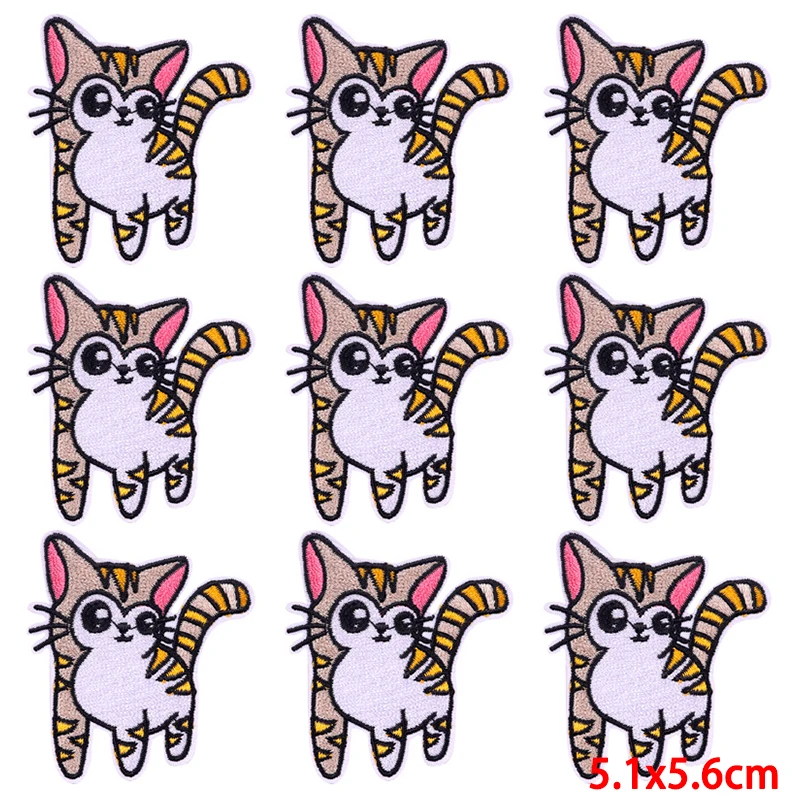 Parche bordado de animales de dibujos animados, parches termoadhesivos para planchar en la ropa, parche Fusible de gato lindo, 10 piezas por lote - imagen 3