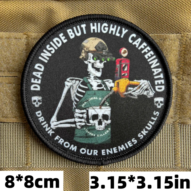 Parches tácticos de estación de gasolina de calavera, parche del ejército, gancho y bucle, esqueleto, guerrero, insignia de moral, brazalete militar, pegatina para mochila - imagen 2