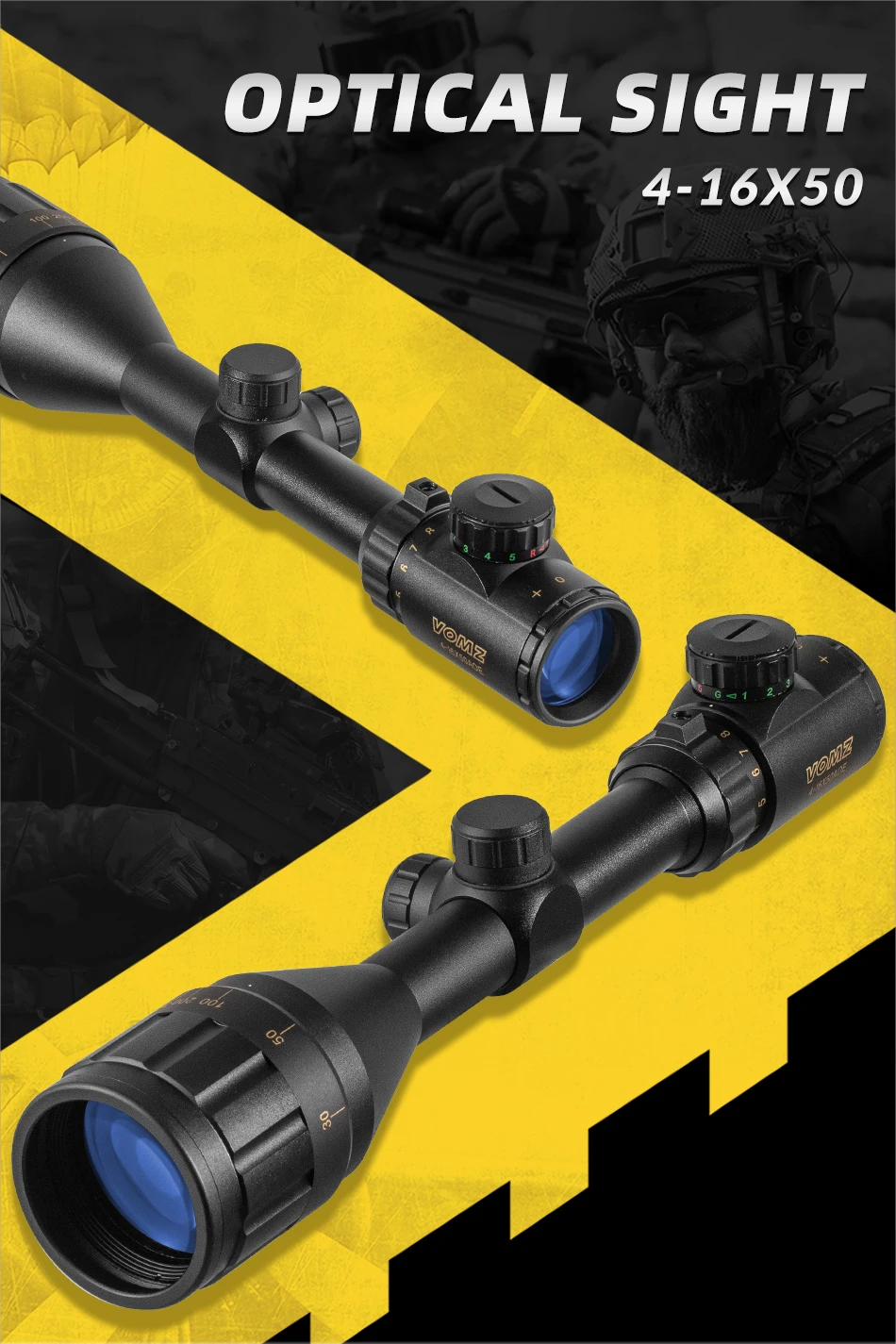 Vista lateral del VOMZ 4-16x50 AOE Scope