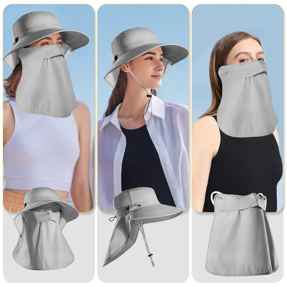 Sombreros Boonie de cubo de protección solar para hombres y mujeres, gorra de pesca a prueba de viento, transpirable, deporte, senderismo, Camping, playa, visera al aire libre, Verano - imagen 5