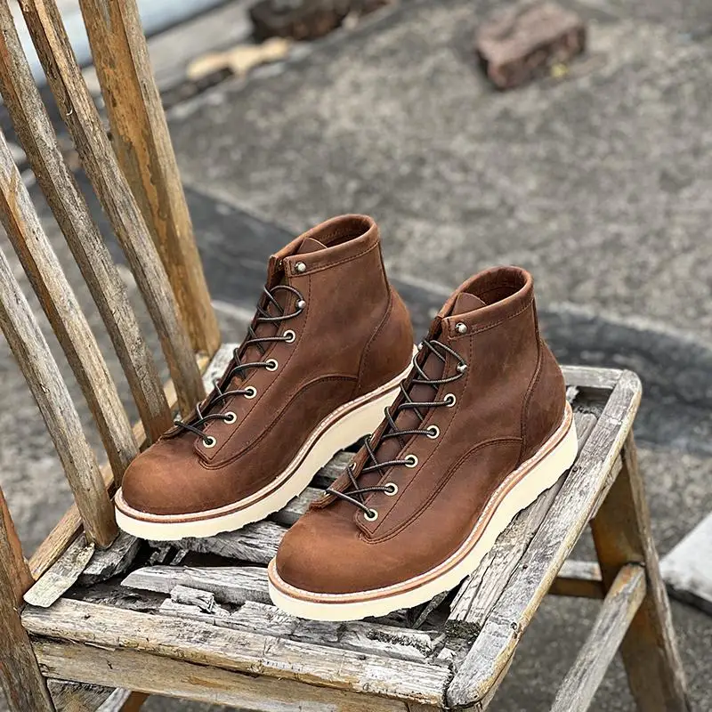 KOWM-zapatos de senderismo de piel de vaca para hombre, zapatillas impermeables para exteriores, botas de herramientas para motocicleta, zapatos tácticos, botas para caminar y cazar - imagen 2