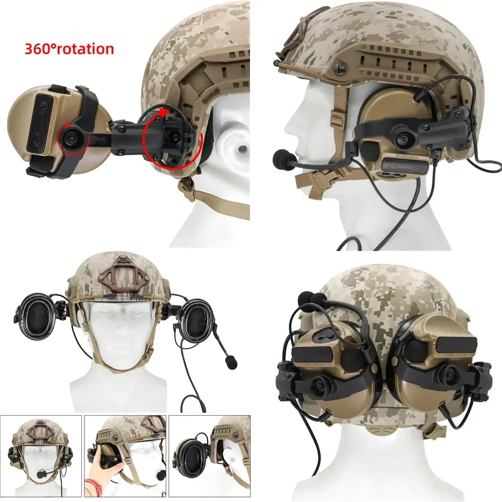 TAC-SKY COMTA III auriculares tácticos Airsoft tiro auriculares caza COMTA auriculares para casco ARC Rail con táctico U94 Ptt - imagen 4