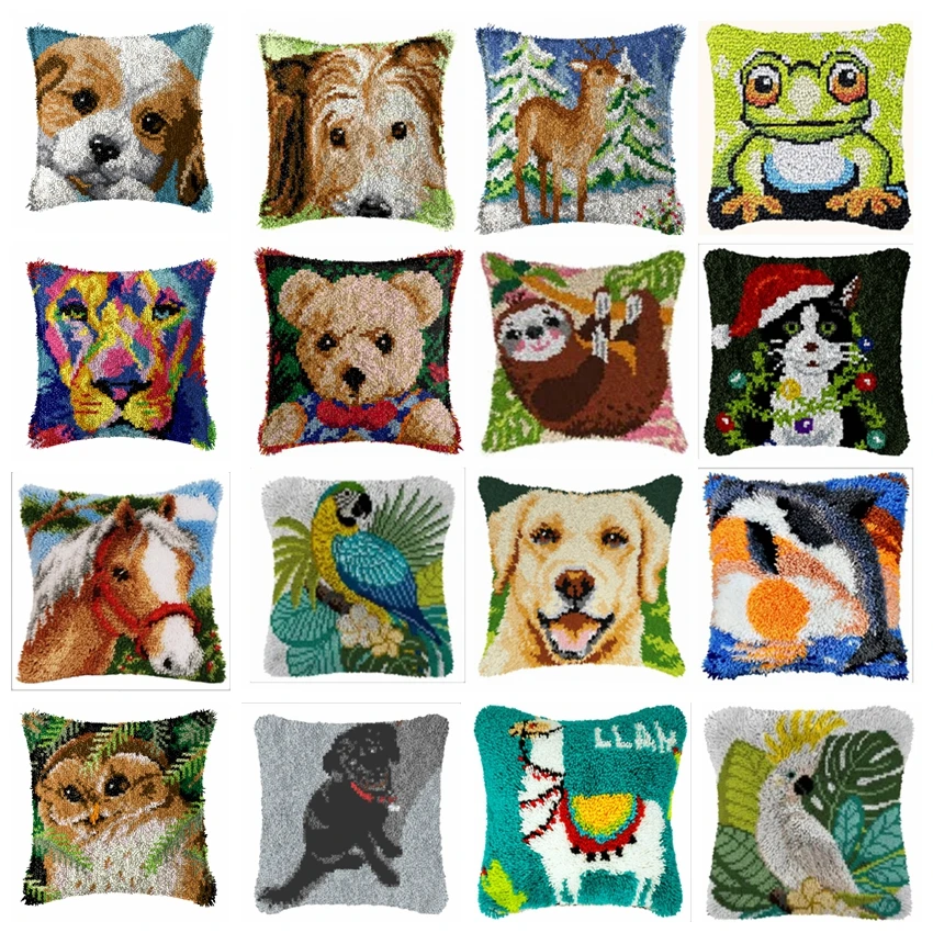 Gancho de pestillo de almohada de Animal de dibujos animados, paquete de botón de cojín Smyrna, almohada bordada, Foamiran para almohada de costura