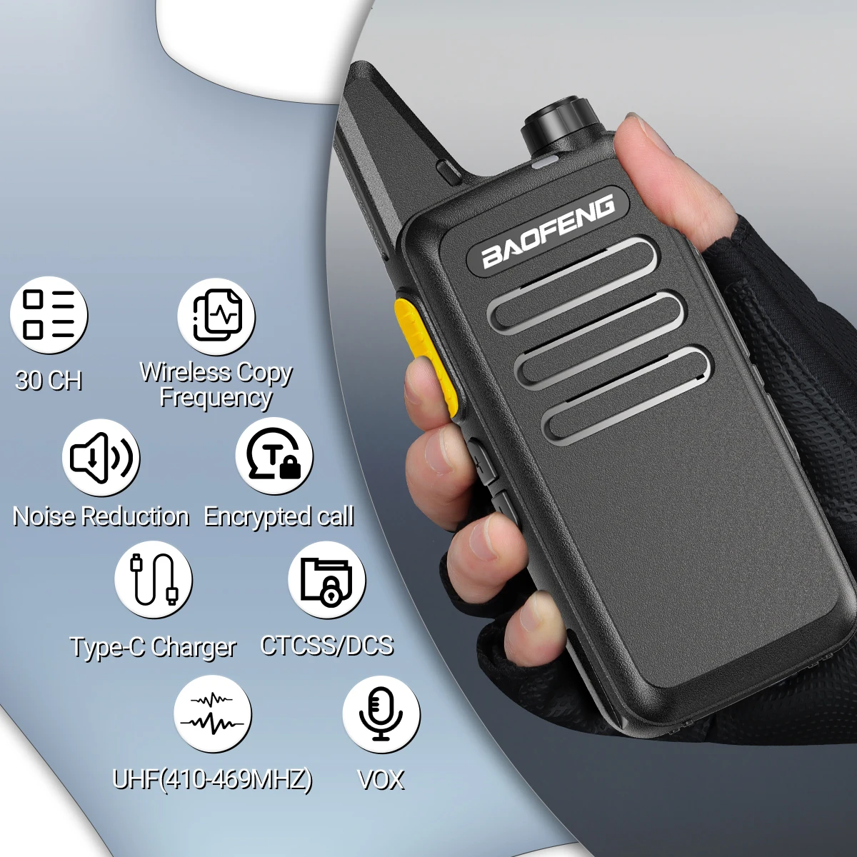 Nuevo Baofeng BF-T20 D GMSK Walkie Talkie portátil tipo C carga UHF para BF-888S F22 Radio bidireccional para estación de caza de Hotel - imagen 3