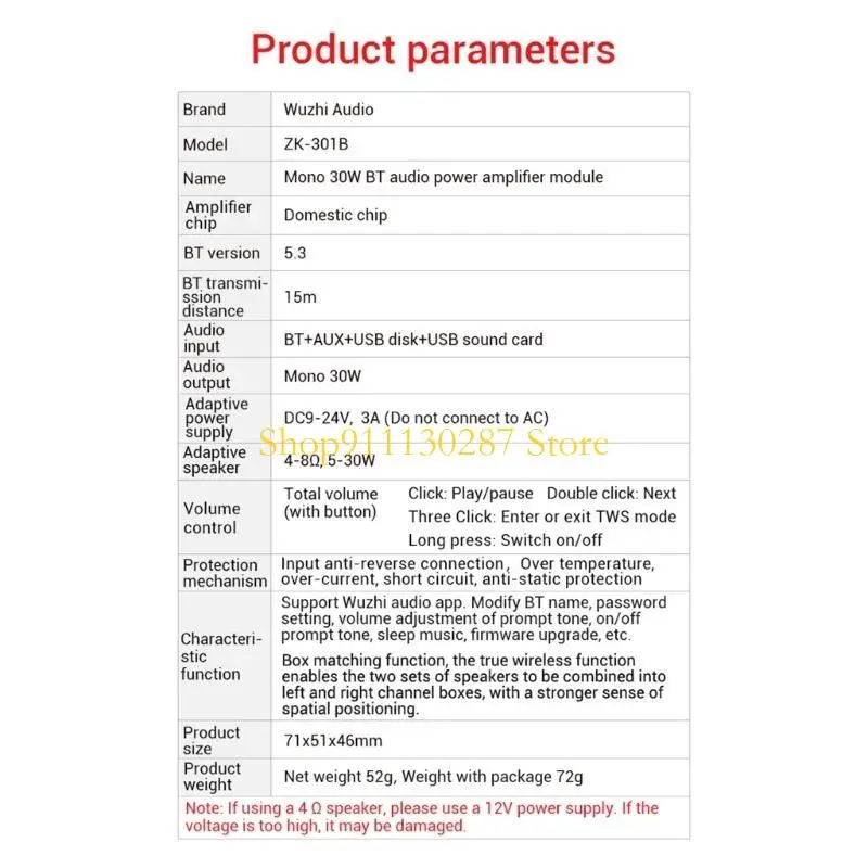 J1HC ZK-301B 30W Mono Digital Power Amplifier Board BT5.3 AMP STEREO AMPLIFORADOR - imagen 4