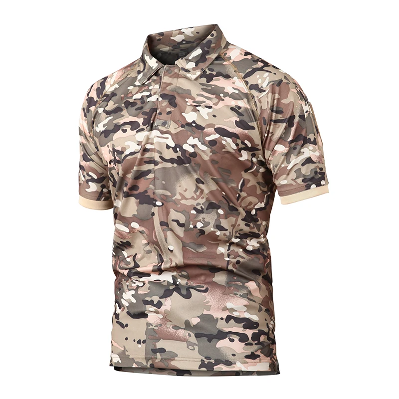 Camiseta táctica de secado rápido para hombre, camisa de ocio de camuflaje al aire libre, manga corta, Multicam, tela negra para senderismo, Airsoft, Verano - imagen 4