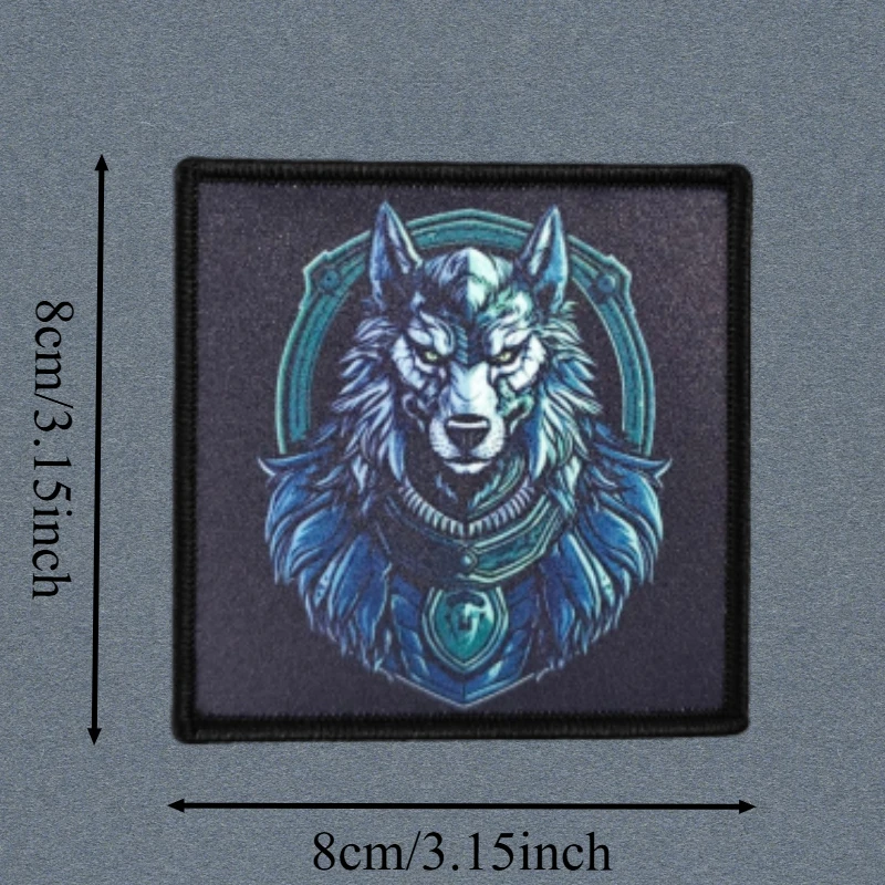 Parche con estampado de lobo militar, chaleco táctico, sombreros con gancho y bucle, insignia de moral, mochila, pegatinas decorativas, parches para brazalete para ropa - imagen 3