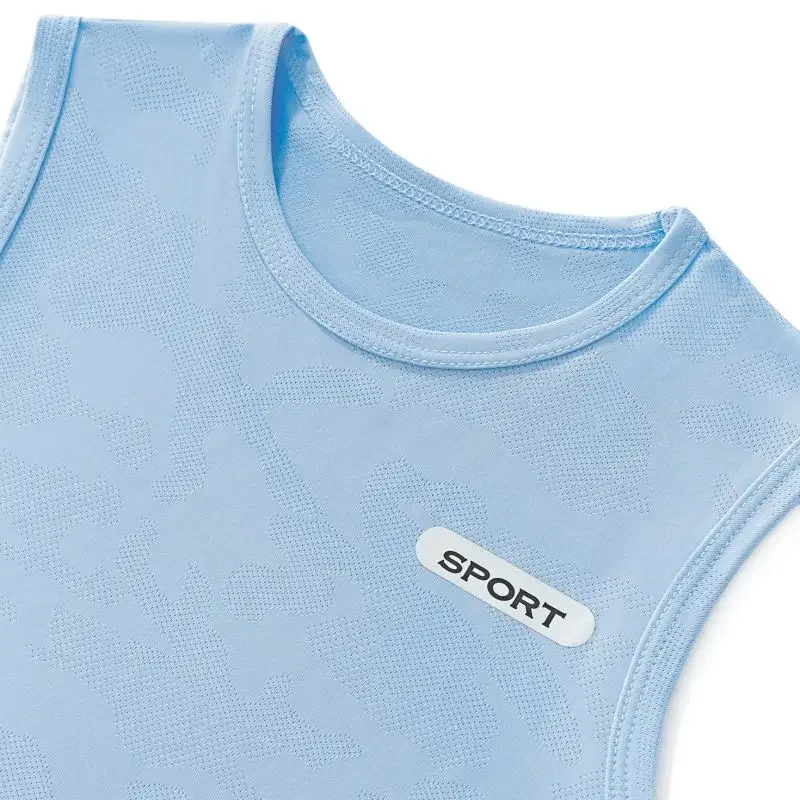 Conjuntos de pantalones cortos sin mangas de verano para niños, correr, baloncesto, ciclismo, conjuntos deportivos de secado rápido para niños, trajes refrescantes - imagen 2