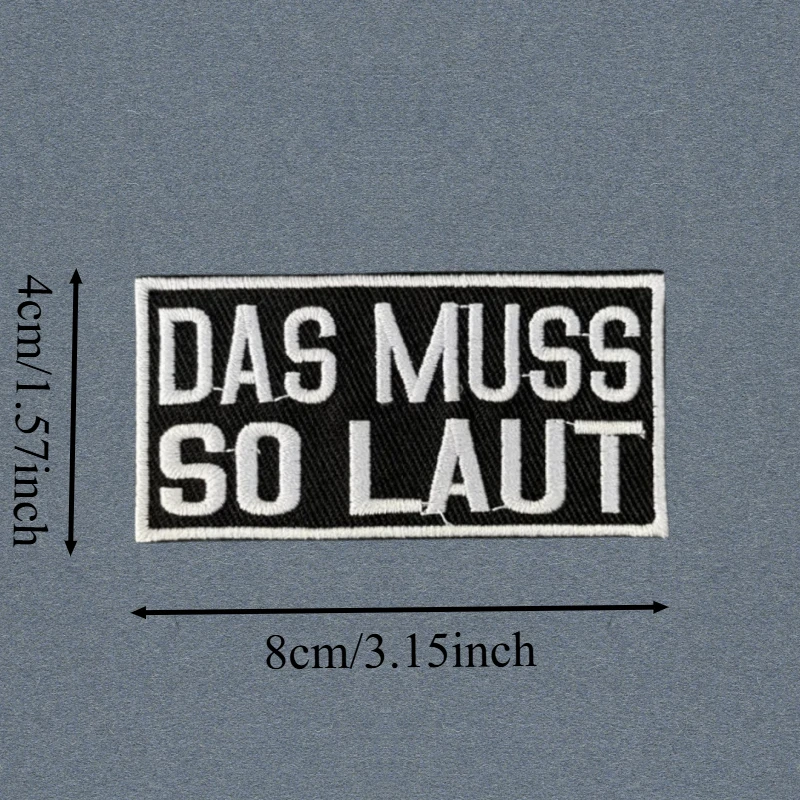 Parche bordado "DAS MUSS SO LAUT", chaleco táctico, insignia de moral con gancho y bucle, pegatina decorativa para mochila, parches para brazalete para ropa - imagen 3