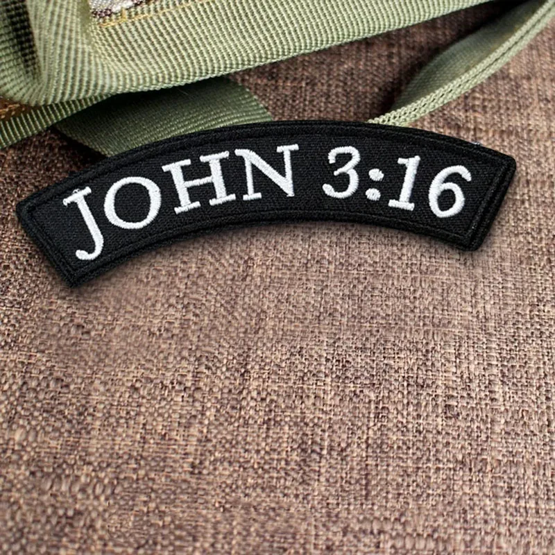 JOHN 3:16 parche bordado basculante BIBLE Jesús insignia de moral táctica parches de bucle de gancho brazalete militar pegatinas para mochila - imagen 4