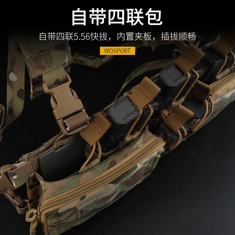 WOSPORT-chaleco táctico D3CHR 242ACD cuádruple, 556, 9MM, ligero, multifuncional, bolsillo para el vientre, eslinga para el pecho - imagen 2