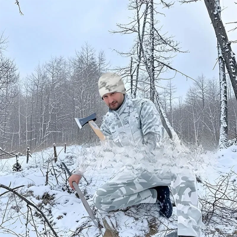 Conjunto de chaqueta táctica de camuflaje de nieve táctica, traje de senderismo duradero y impermeable con forro polar, cálido y protector