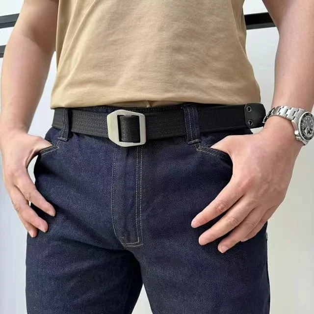Cinturón táctico de titanio, cinturón de nailon elástico para hombre, cinturón tejido de lona para deportes al aire libre