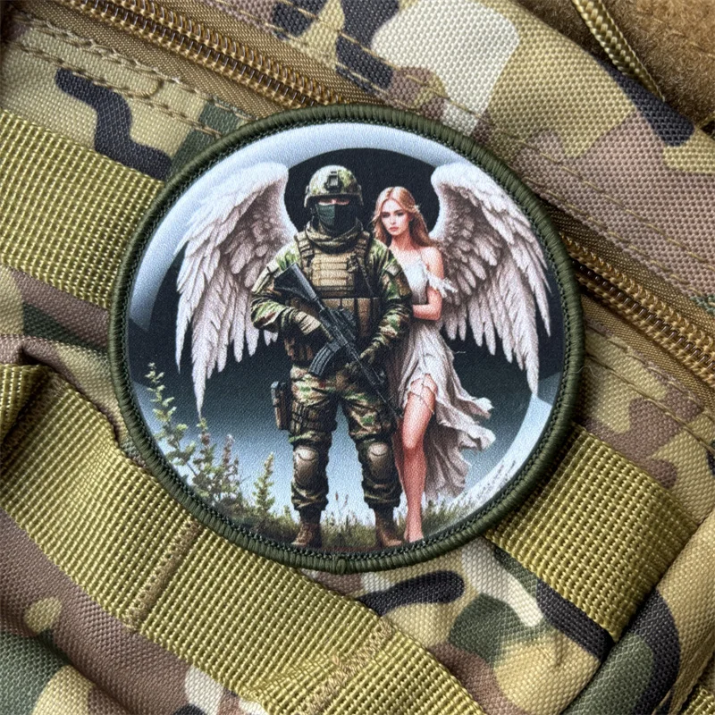 Parche estampado militar "ángeles Protect The Soldiers", insignia de moral táctica, parches con gancho, pegatinas para ropa y mochila - imagen 5