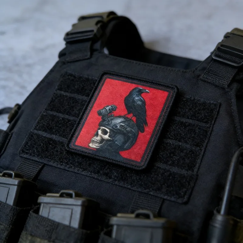 Parche táctico Raven on Helmet velcro gancho y bucle para MOLLE - imagen 4