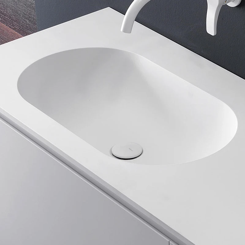 Mueble de baño de piedra artificial hecho a medida, combinación integrada, lavabo de pared, lavabo montado en la pared - imagen 2