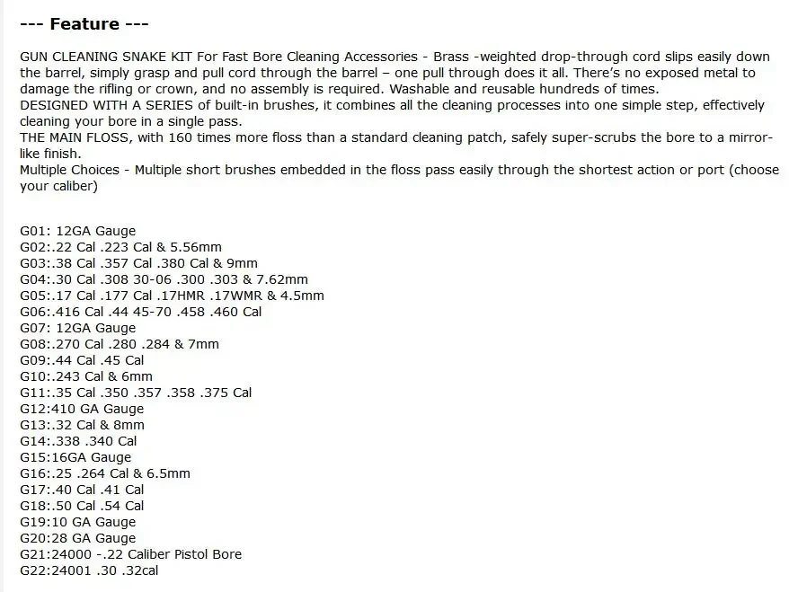 Limpiador de agujeros para pistola de caza, serpiente para calibre 12GA.308.22.223.38 5,56mm 7,62mm16/20GA, Kit de limpieza de Rifle, herramienta, cuerda de barril de Rifle - imagen 3