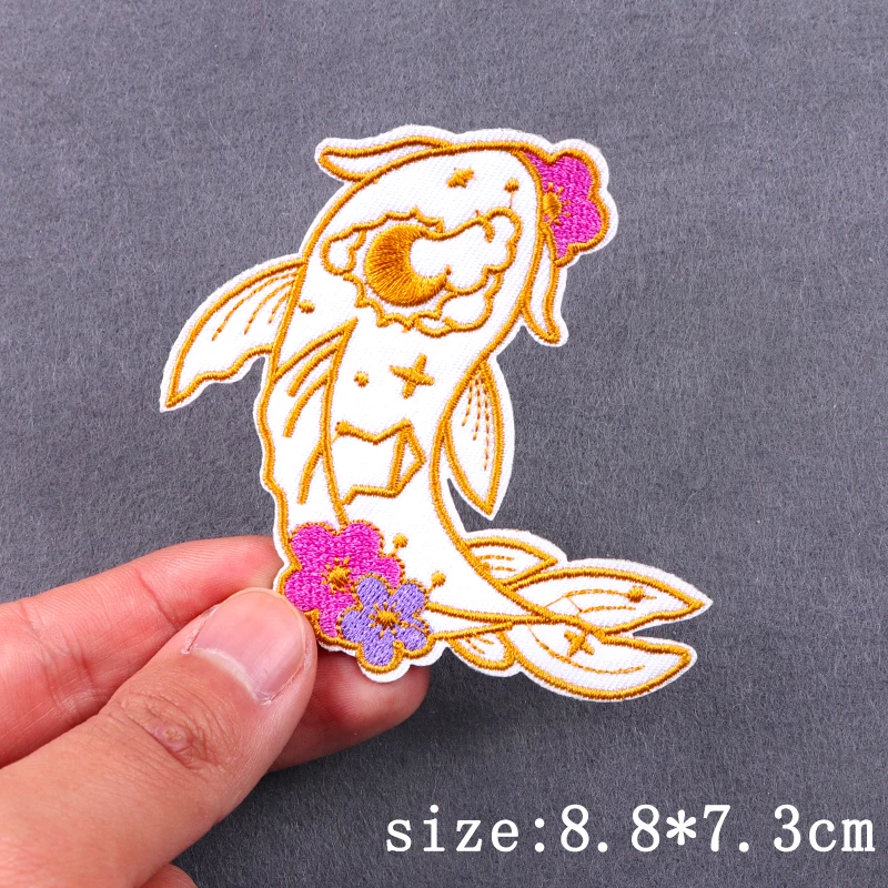 Parches bordados de brujería astrología para ropa, parche de pescado de Piscis, parches para planchar para ropa, costura mágica/parche Fusible - imagen 5