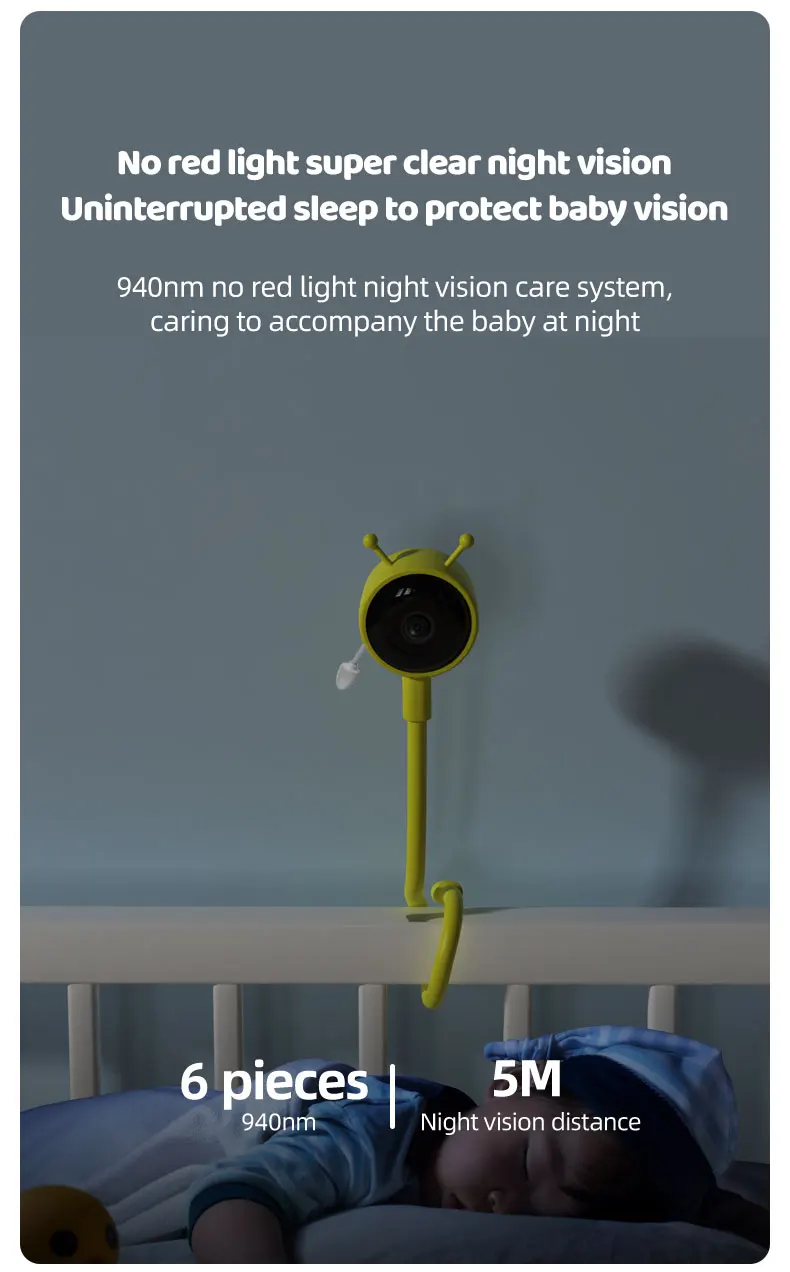 Dispositivo inteligente para el cuidado del bebé C11, aplicación remota para teléfono móvil, Control de fotos, grabación de vídeo, monitoreo, reproducción de música, 2 millones de HD - imagen 4