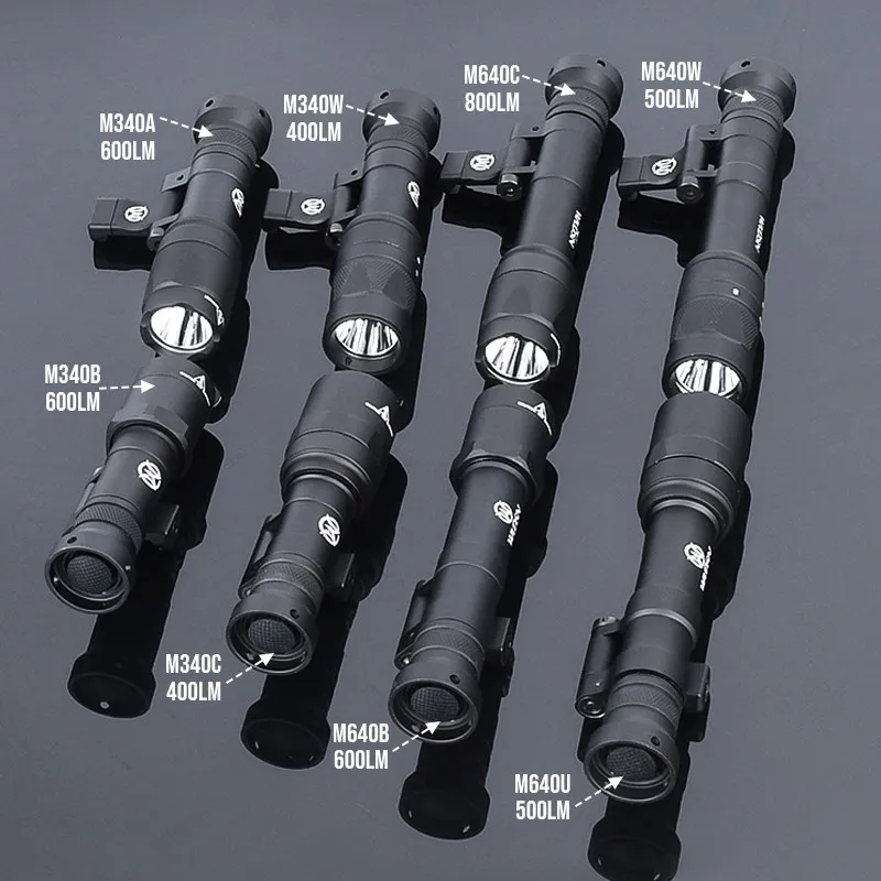 WADSN M640 M340 serie linterna táctica Airsoft arma Scout luz alta lúmenes con Base giratoria ajuste 20MM m-lok Keymod Rail - imagen 3