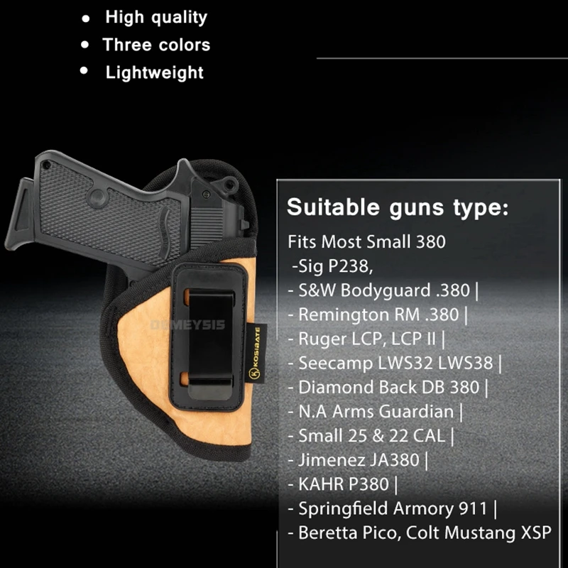 Funda de pistola de transporte oculto, funda táctica de Airsoft para Ruger LCP II, Taurus TCP, Sig P238, Jimenez JA, PPK .380 - imagen 3