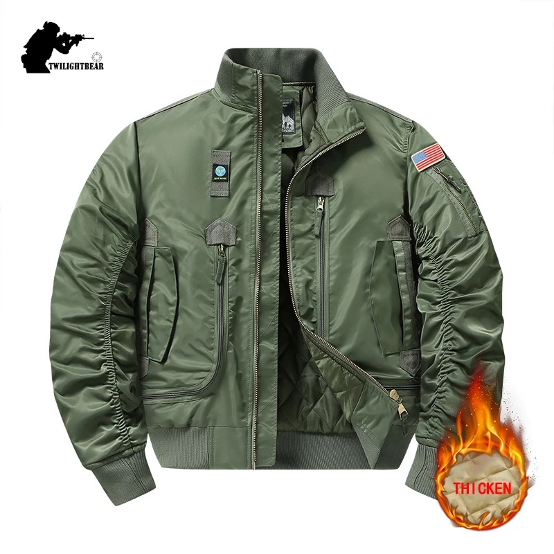 Chaqueta Bomber MA1 de invierno para hombre, ropa gruesa de gran tamaño con relleno de algodón, ropa de calle, Parkas informales A5F726
