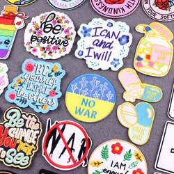 Parche bordado termoadhesivo NO WAR – Eslógan frases para mochilas y ropa