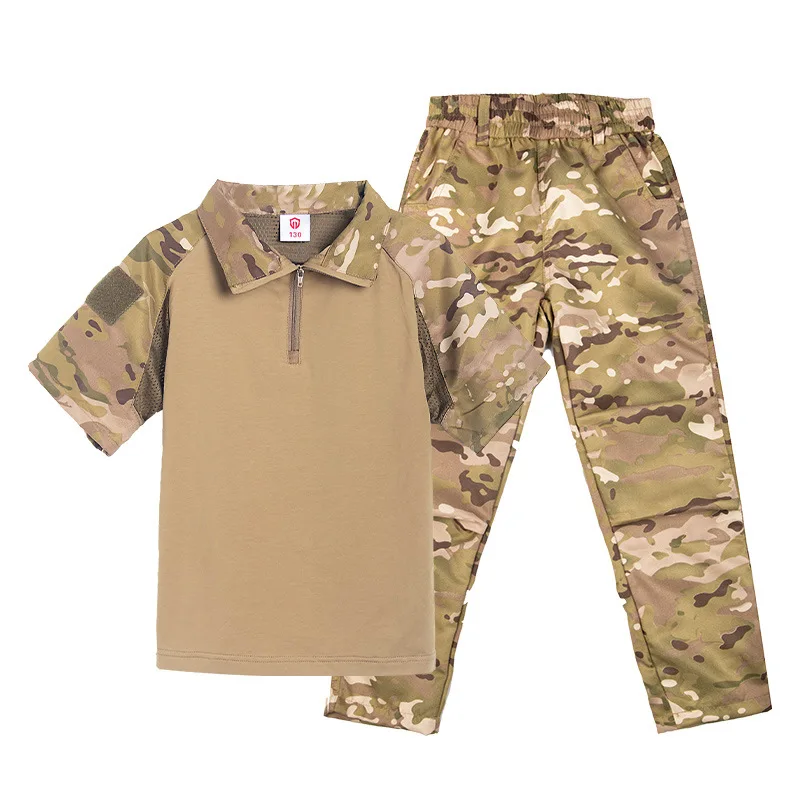 Trajes tácticos militares para niños, traje de camuflaje Multicam, uniforme de combate táctico, sudaderas para niños, entrenamiento, caza, conjuntos de manga corta - imagen 5
