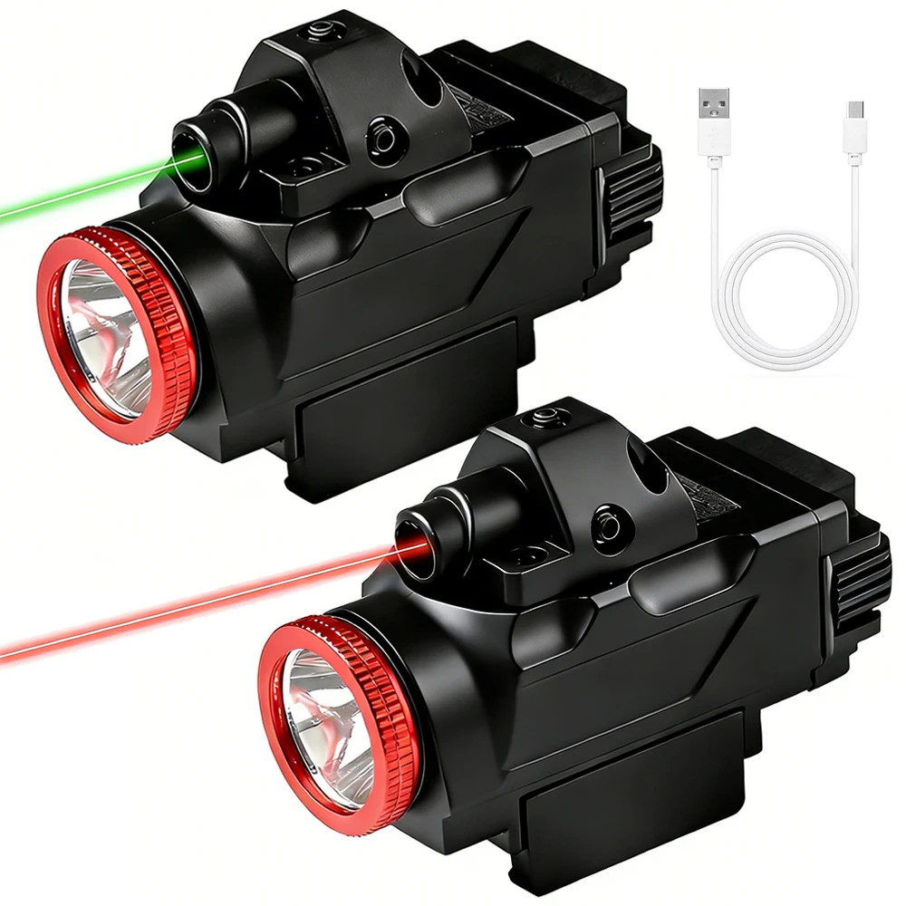 Linterna táctica pistola láser rojo y verde 800 lúmenes USB recargable - imagen 2