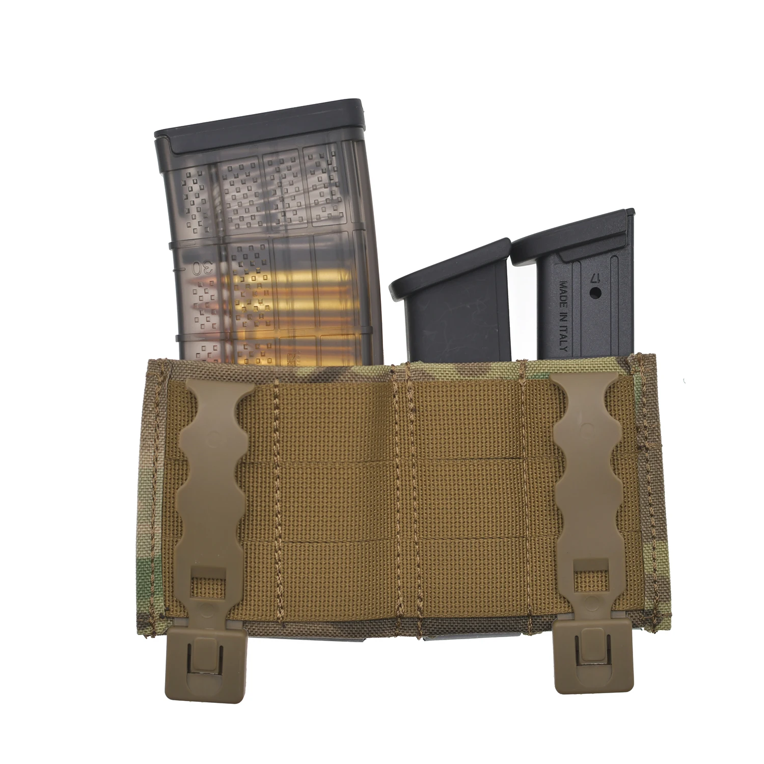 Portacargador Triple Poseidon Defense FAST 9mm + 9mm + 5.56, Portacargador Molle para Pistola, Rifle, AR, M4, Airsoft - imagen 4