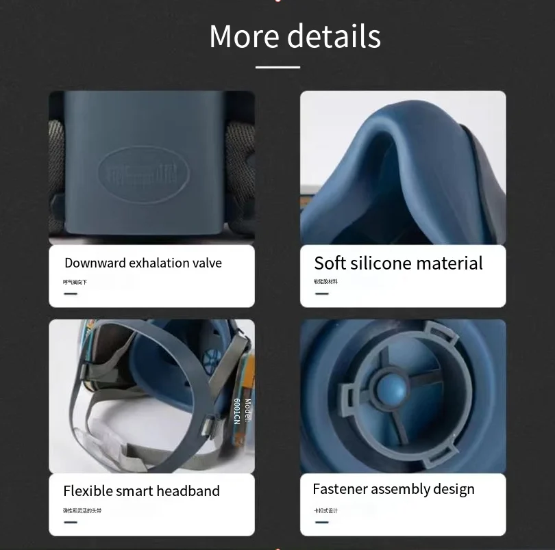 7502 Media máscara Máscara de gas y polvo Respirador 7502 Pintura química Spray Filtro de pesticidas Protección de uso amplio - imagen 4